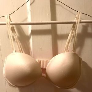 Pearl colored silk push up bra